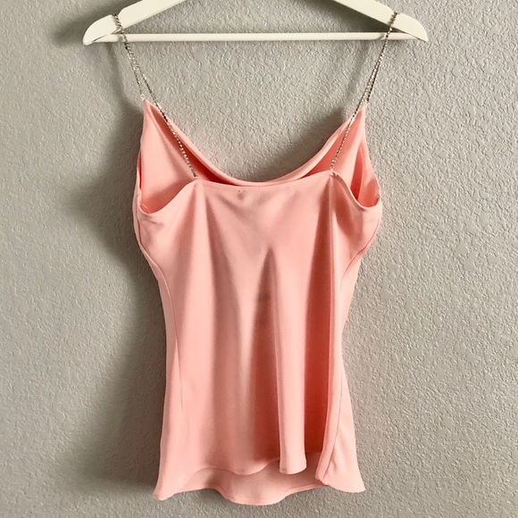 ZARA PINK SATIN COWL NECK CAMI TOP WITH RHINESTONE STRAPS - Picture 4 of 10